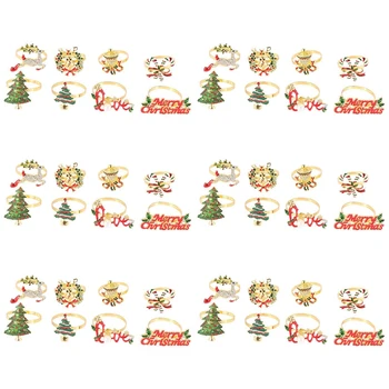 חג המולד טבעות מפיות - סט של 36 מחזיק מפיות טבעות חג מולד קישוט שולחן אייל מפית אבזם