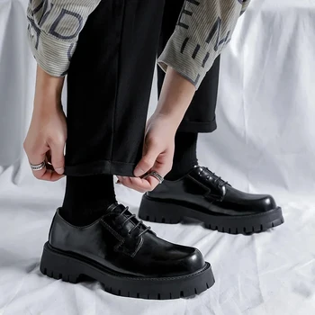חדש של גברים מזדמנים נעלי עור האדם גברים גבוה הבלעדי פלטפורמה יפן Harajuku קוריאה אופנת רחוב, אופנה עסקים חתונה נעל עור