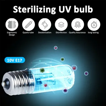 חם למכור E17 UVC אולטרה סגולה UV צינור אור נורת 3W חיטוי המנורה אוזון חיטוי קרדית אורות קוטל חידקים מנורת הנורה