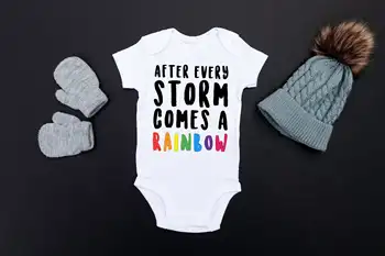 ילדה ילד בגדי אופנה אחרי כל סערה קשת בגדי תינוקות תינוק קשת Bodysuits הריון הודעה