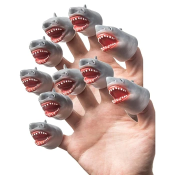 כריש האצבע בובות סט, חיות, בובות תיאטרון ואביזרים, חידוש צעצועים דברים מוזרים מתנות, 10Pcs עמיד קל לשימוש