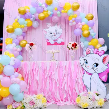 מארי חתול בלונים רוז ורוד נסיכה לטקס Ballons שמח מסיבת יום הולדת קישוט להגדיר ילדה קריקטורה בעלי חיים חיות מחמד צעצוע Globos