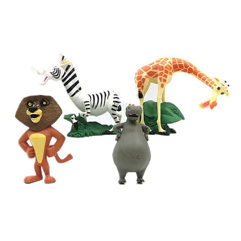 מדגסקר חמוד מודל החיה PVC הילדים דמויות מצוירות בובות קישוט עוגת המשרד אביזרים לילדים, מתנות יום הולדת