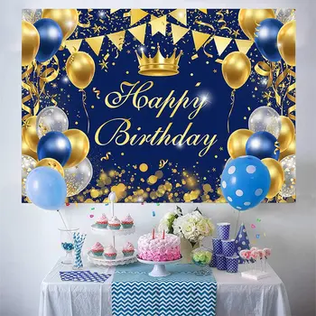 נצנצים זהב, יום הולדת שמח. מסיבת רקע צילום שחור יום הולדת למבוגרים מסיבת נושא קישוט ציוד DIY תפאורות