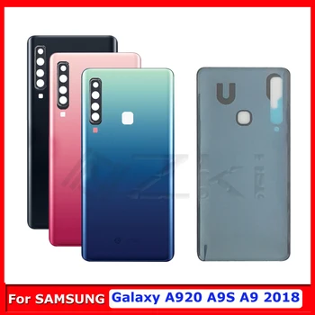 עבור Samsung Galaxy A9 2018 זכוכית כיסוי אחורי A9 Star Pro A9S דלת הסוללה עם עדשת המצלמה מסגרת A920 A920f דיור אחורי מקרה