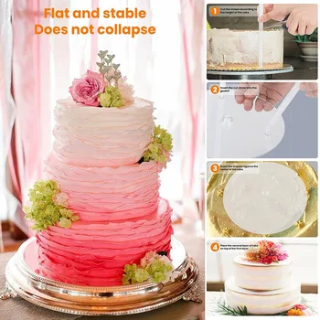 עוגת לעמוד לעוגה 4 לשימוש חוזר עוגה תומך עם 12 פלסטיק מסמרת מוטות עוגה תומך עבור Multi-Tier קישוט העוגה