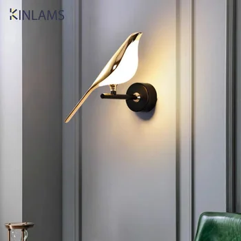 עורב ציפור מנורת קיר הנורדית המודרנית הסלון בבית קישוטי קיר אור יוקרה יצירתי השינה המלון ליד המיטה Lighring LED