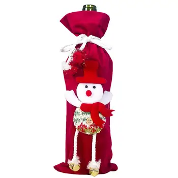קריקטורה בובות סנטה מכנסיים סוכריות חג המולד שקיות יין גרב בקבוק בשקית מתנה חג המולד קישוט חג המולד בקבוק יין לכסות את התיק