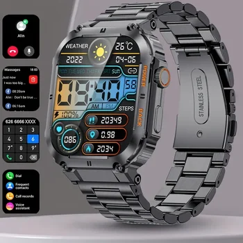 שעון חכם עבור אנשים, אלחוטי, מוסיקה אלחוטית, לחץ דם/חמצן בדם לישון צג 100+ספורט מצבי Smartwatch גברים