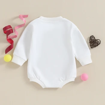 תינוק תינוק השנה החדשה סרבל מכתב הדפסה צוואר עגול שרוול ארוך Sweatshir רומפר הפעוט בגדים